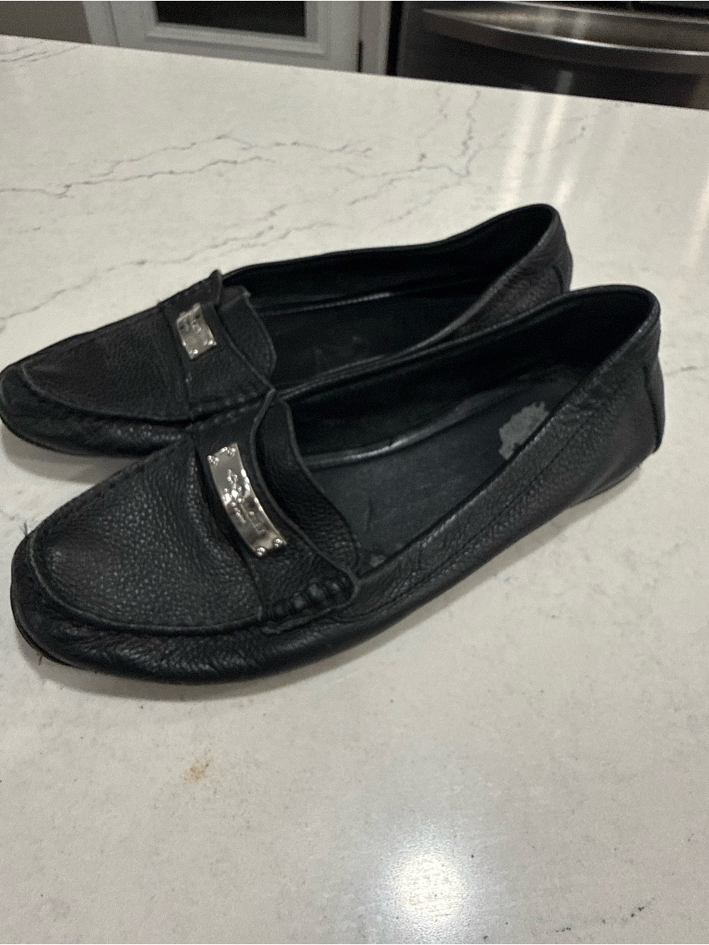 Coach Black Leather Logo Lightweight Slip-On Loafer Flats Women's Size 8 UK 38 - Picture 2 of 7